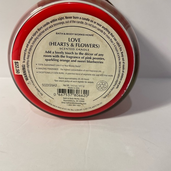 Bath & Body Works 3 Wick Love Hearts & Flowers Scented Candle 14.5 oz - Picture 5 of 6
